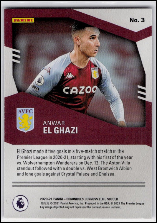 2020-21 Panini Chronicles #3 Anwar El Ghazi Elite Premier League Purple Astro