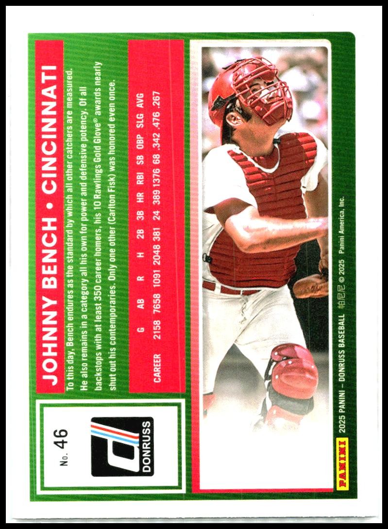 2025 Donruss #46 Johnny Bench Cincinnati Reds
