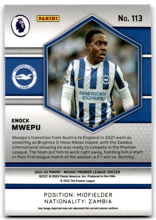 2021 Panini Mosaic Premier League Enock Mwepu Rookie GAI Brighton & Hove Albion