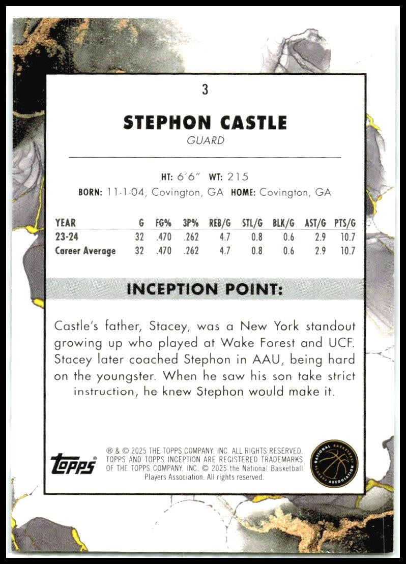 2024-25 Topps Inception #3 Stephon Castle Rookie San Antonio Spurs