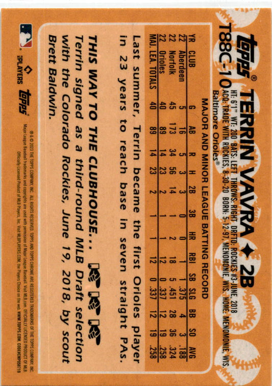 2023 Topps Chrome Silver Pack  #T88C-10 Terrin Vavra Baltimore Orioles.