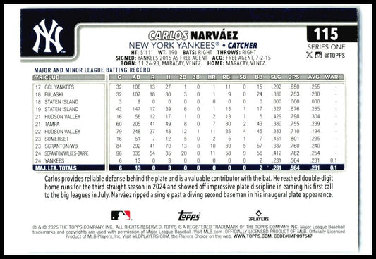 2025 Topps #115 Carlos Narvaez Silver Crackle Foilboard