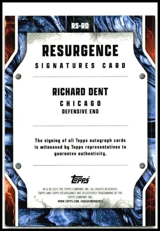 2024 Topps Resurge Signatures Green Shimmer # Richard Dent Auto /15 Bears