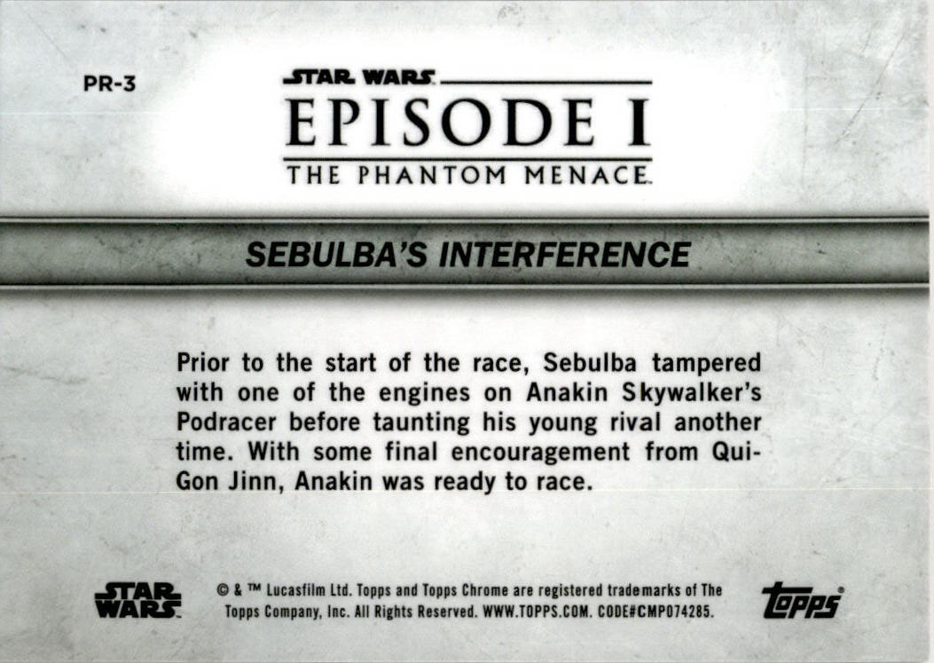 STAR WARS EPISODE 1 THE PHANTOM MENACE Orange SAPPHIRE PR-3 Sebulba's /25