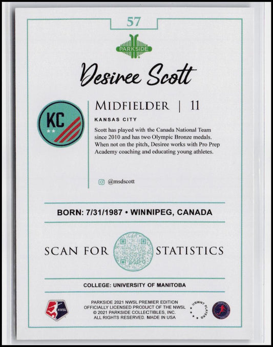 2021 Parkside NWSL Premier Edition #57 Desiree Scott
