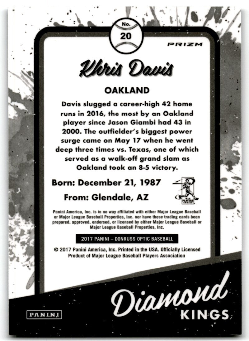 2017 Panini Donruss Optic Purple Diamond Kings Khris Davis Oakland Athletics #20