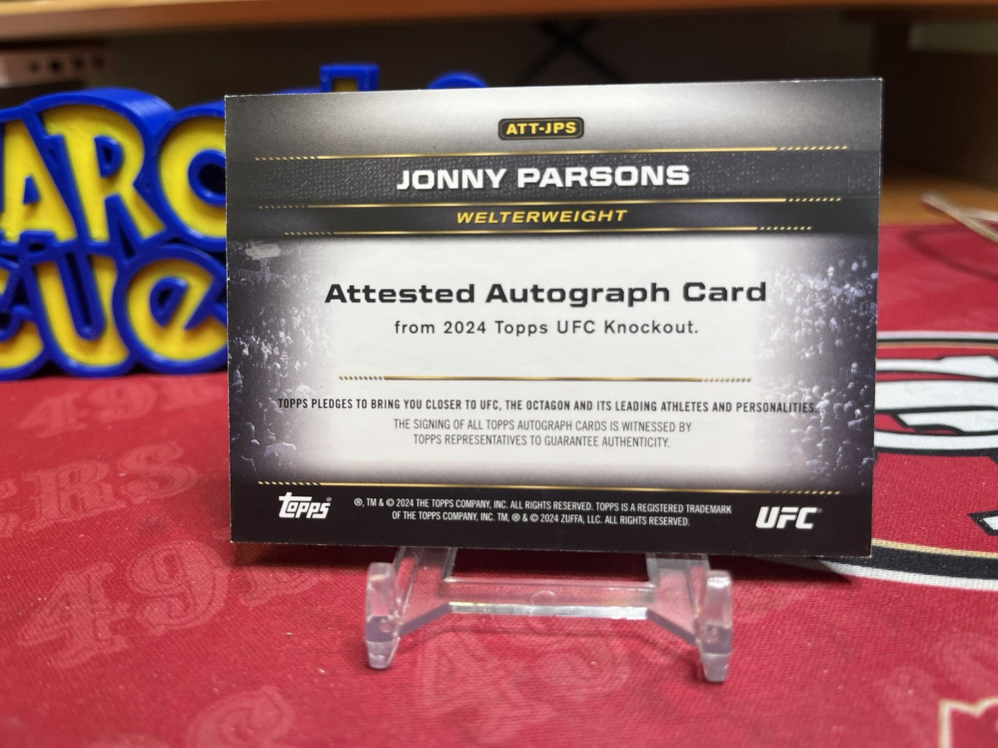 2024 Topps UFC Knockout Attesed ATT-JPS Jonny Parsons Rookie Auto