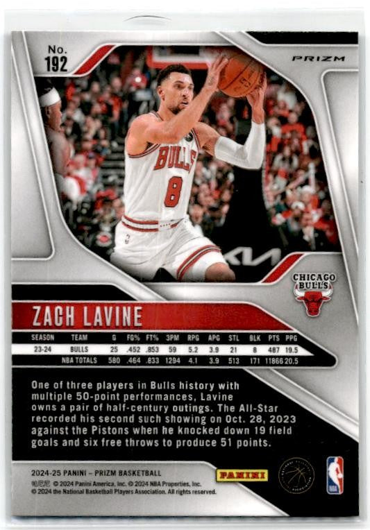 2024-25 Panini Prizm Green #192 Zach LaVine Chicago Bulls