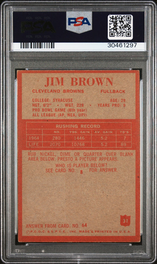 1965 Philadelphia #31 Jim Brown PSA 5