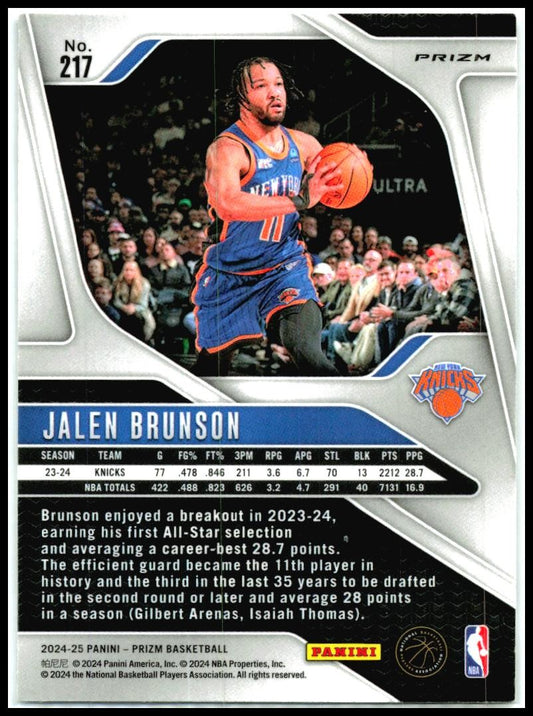 2024-25 Panini Prizm Prizms Ice #217 Jalen Brunson New York Knicks
