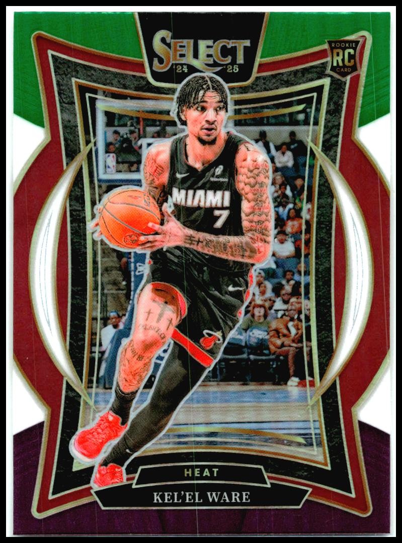 2024-25 Panini Select Green White Purple Prizm #66 Kel'el Ware Rookie Miami Heat