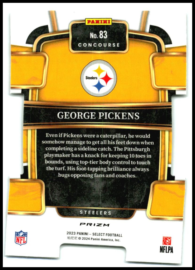 2023 Panini Select Silver Prizms Die Cuts #83 George Pickens Pittsburgh Steelers