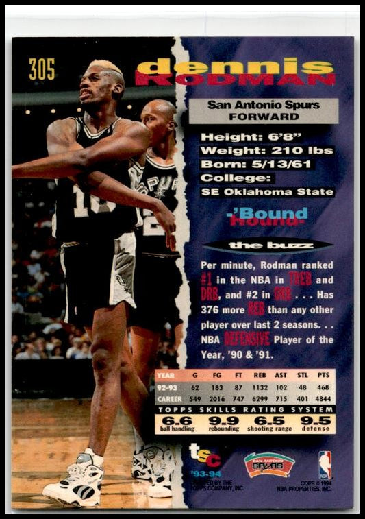 1993-94 Stadium Club Members Only #305 Dennis Rodman San Antonio Spurs