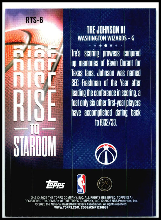 2025-26 Topps Rise to Stardom Rainbow Foilboard #RTS-6 Tre Johnson III Wizards