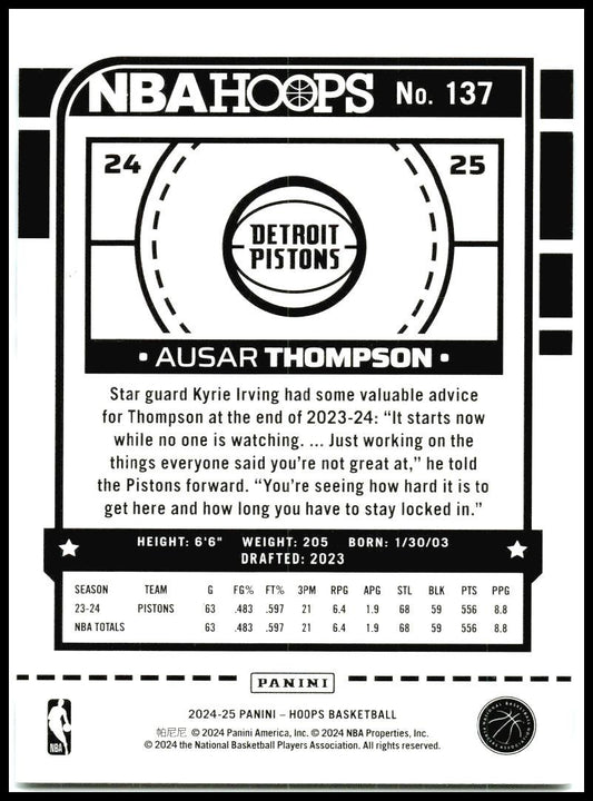 2024-25 Hoops Winter #137 Ausar Thompson Detroit Pistons
