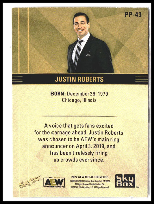 Justin Roberts #PP-43 2022 SkyBox Metal Universe AEW Premium