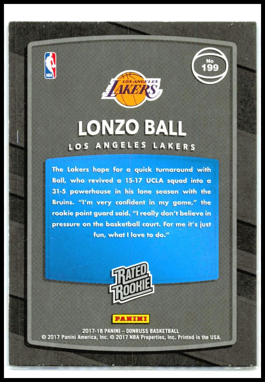 2017-18 Donruss #199 Lonzo Ball Rookie Los Angeles Lakers