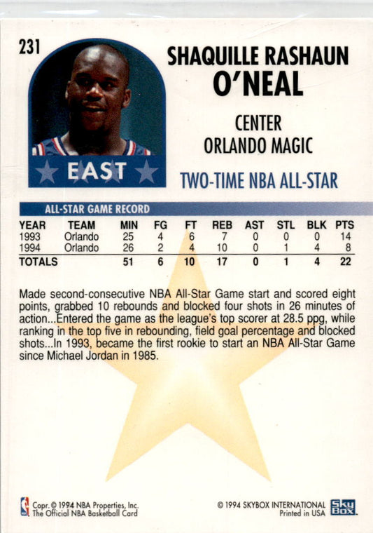 1994-95 Hoops #231 Shaquille O'Neal Orlando Magic