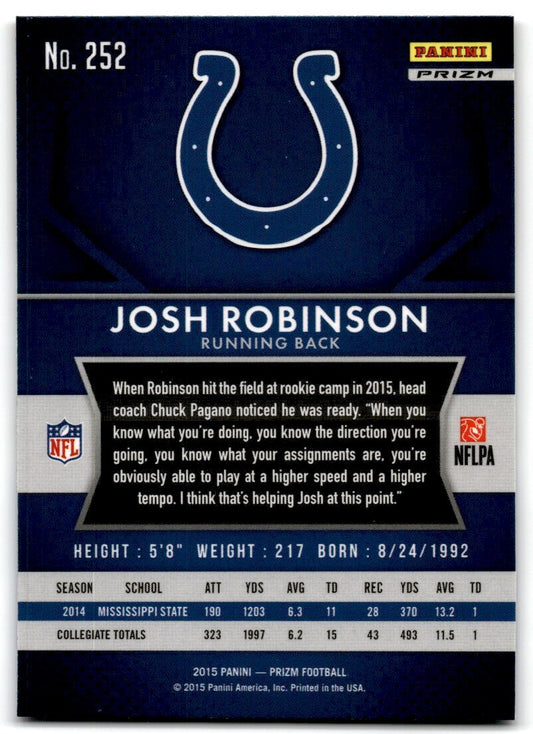 2015 Red White & Blue Prizm Josh Robinson Rookie Indianapolis Colts #252