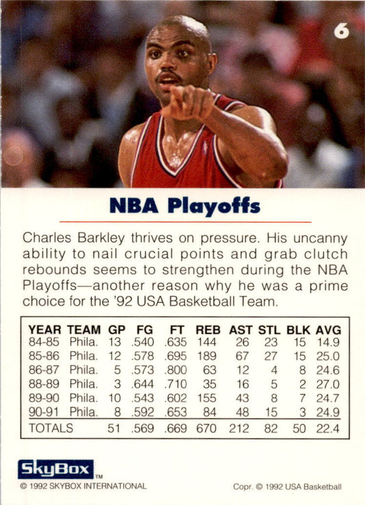 1992 SkyBox USA #6 Charles Barkley USA