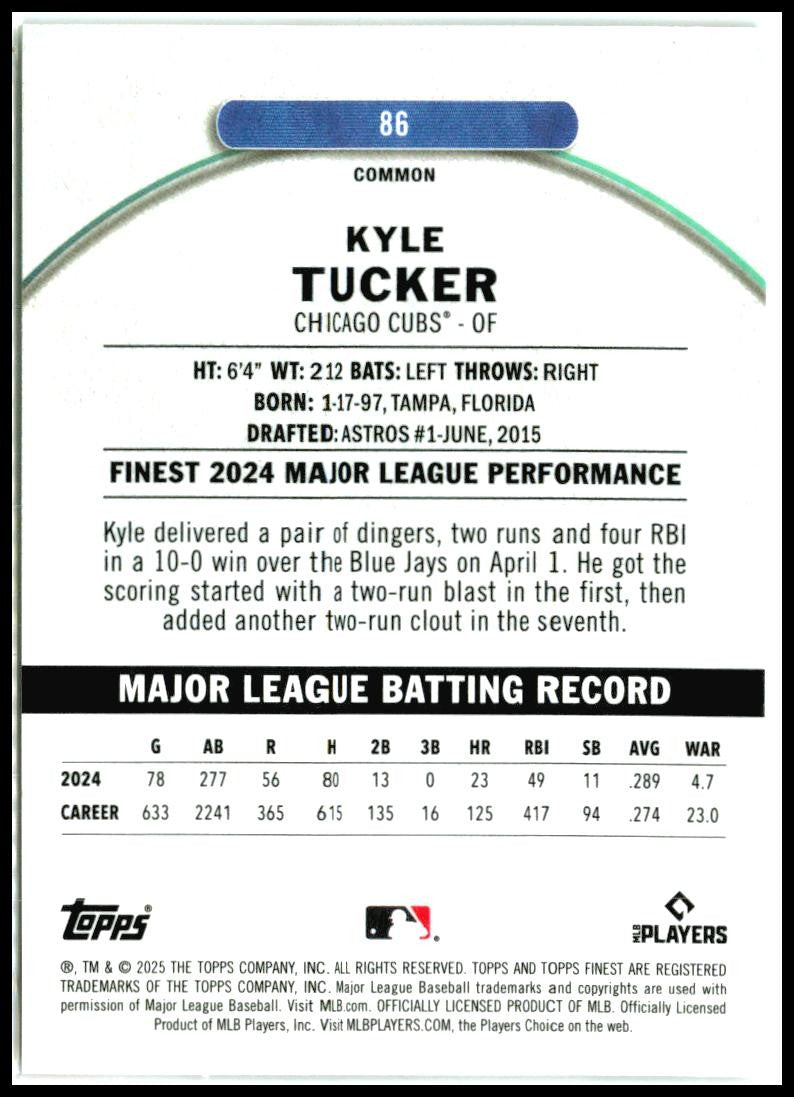 2025 Topps Finest #86 Kyle Tucker Cubs