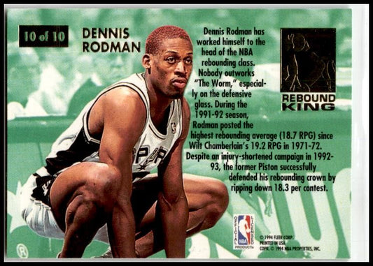 1993-94 Ultra Rebound Kings #10 Dennis Rodman San Antonio Spurs