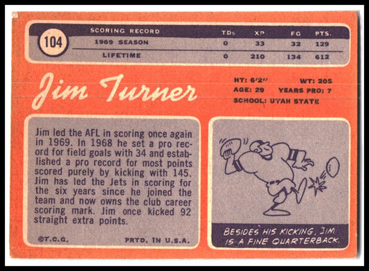 Jim Turner #104 1970 Topps