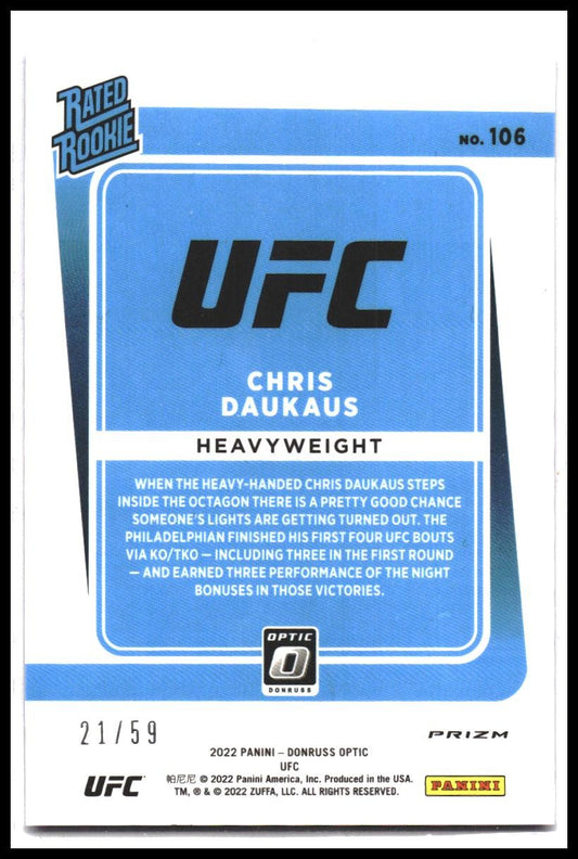 Chris Daukaus #106 2022 Donruss Optic UFC #/59 Rookie