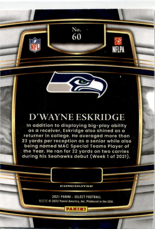 2021 Panini Select #60 D'Wayne Eskridge Rookie Seattle Seahawks