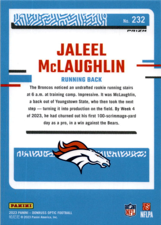 2023 Donruss Optic Green Hyper #232 Jaleel McLaughlin Denver Broncos
