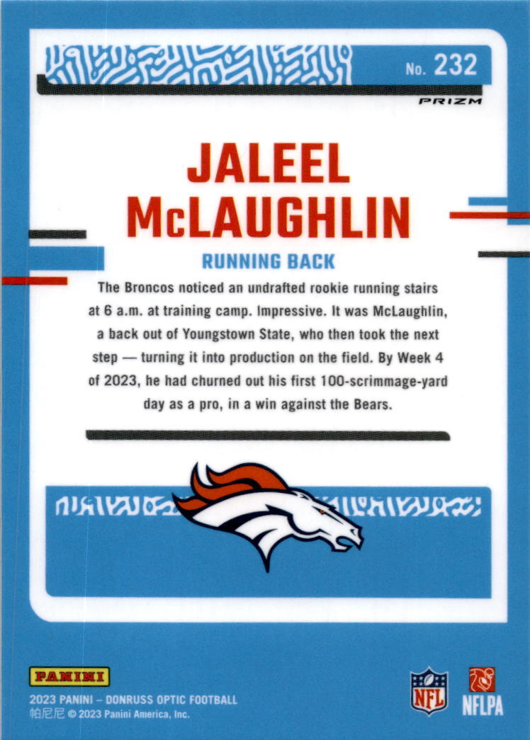 2023 Donruss Optic Green Hyper #232 Jaleel McLaughlin Denver Broncos