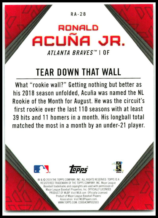 2019 Topps #RA-28 Ronald Acuña Jr. Atlanta Braves