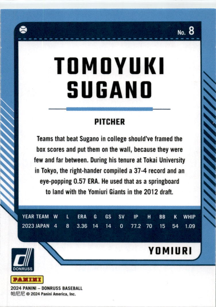 2024 Donruss Liberty #8 Tomoyuki Sugano Yomiuri Giants