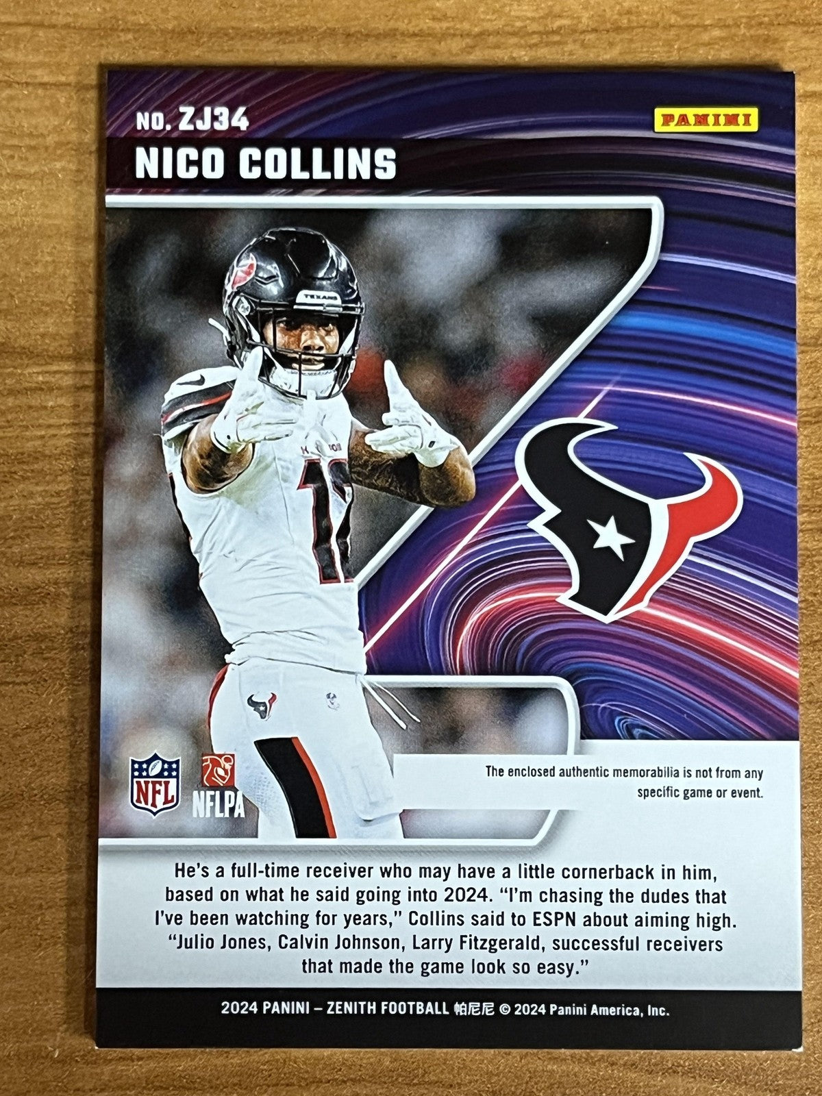 2024 Panini Zenith Z Jersey #ZJ34 Nico Collins Houston Texans