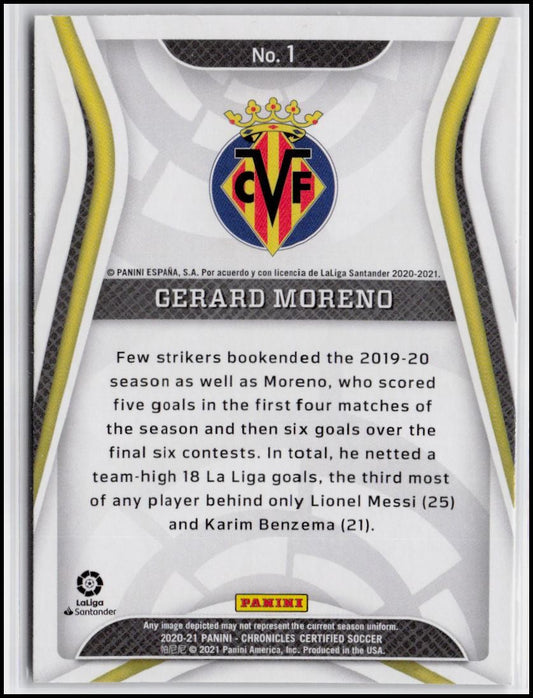 2020-21 Panini Chronicles - Certified La Liga #1 Gerard Moreno
