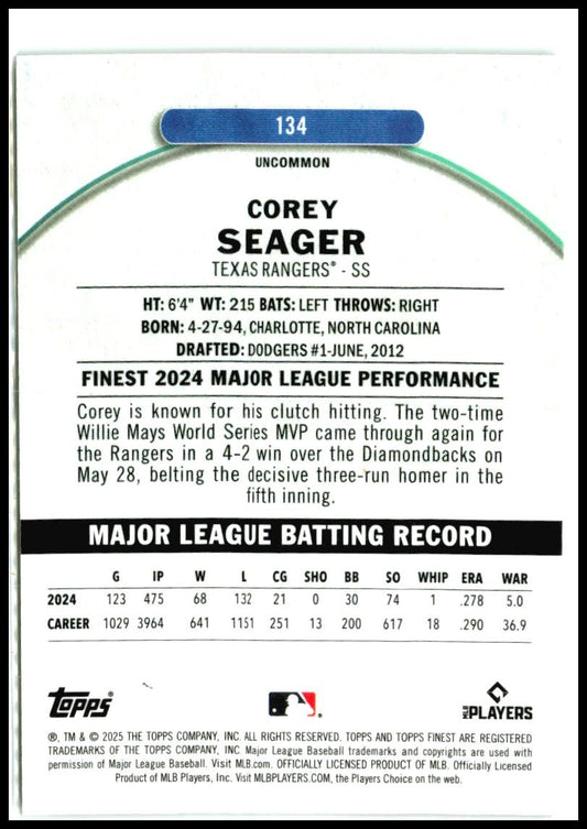 2025 Topps Finest #134 Corey Seager Texans