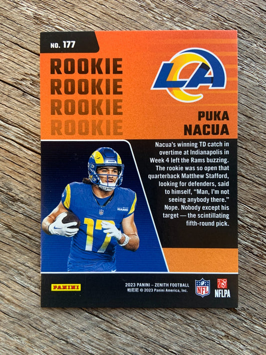 2023 Panini Zenith Puka Nacua Rookie Artist Proof Green /5 SP Los Angeles Rams