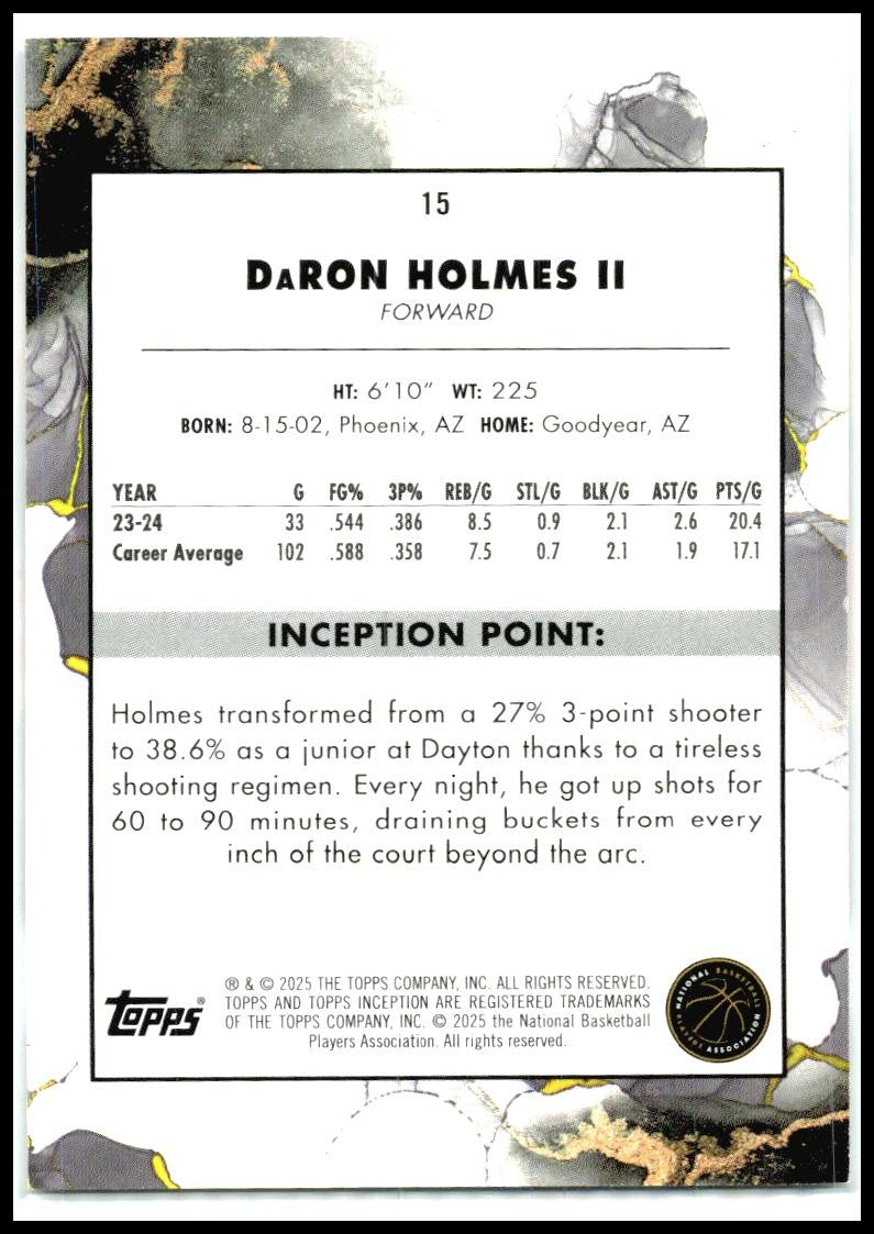 2024-25 Topps Inception #15 DaRon Holmes II Rookie Denver Nuggets