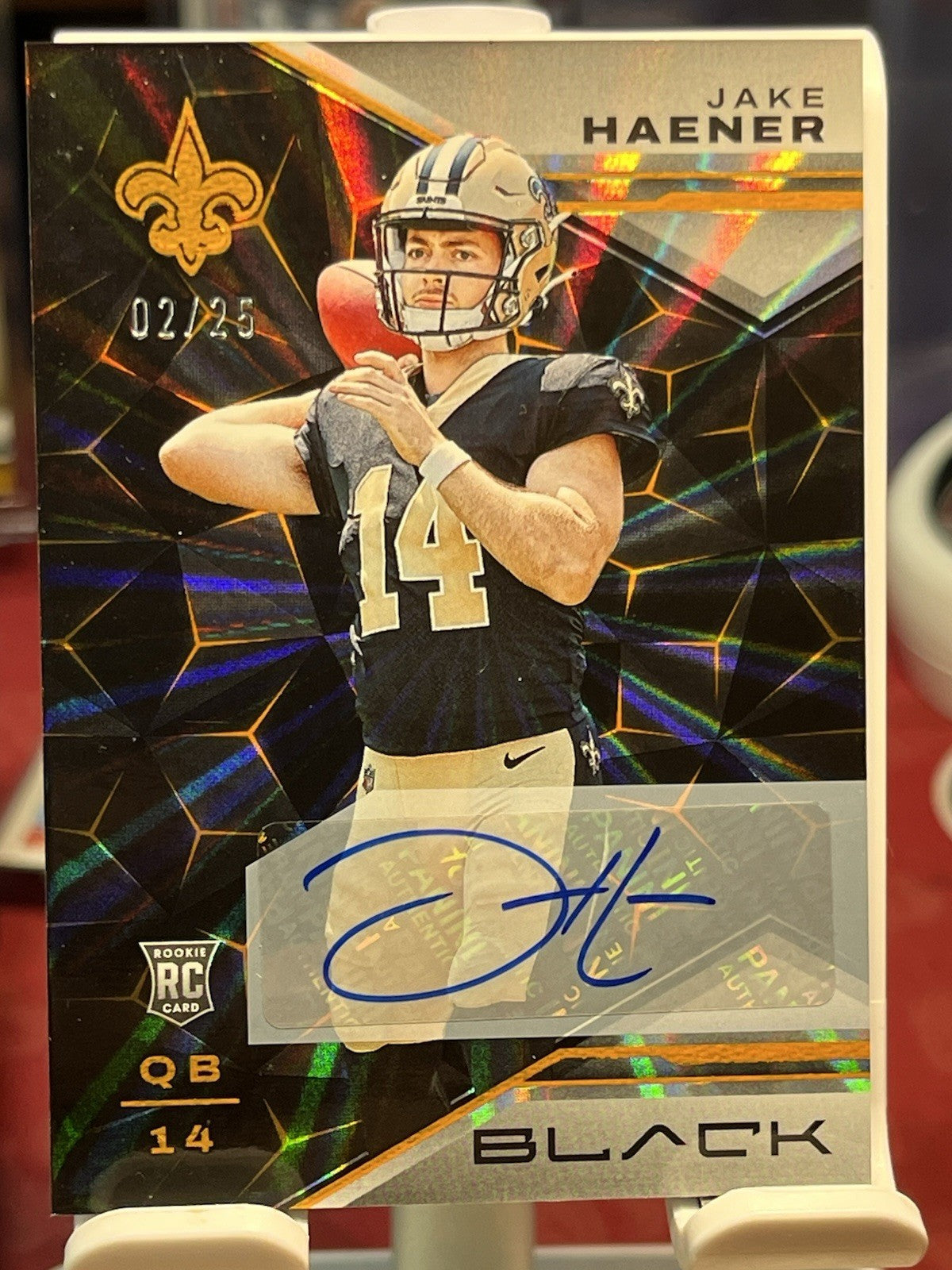 2023 Panini Black #158 JAKE HAENER RC Auto #/25 NEW ORLEANS SAINTS