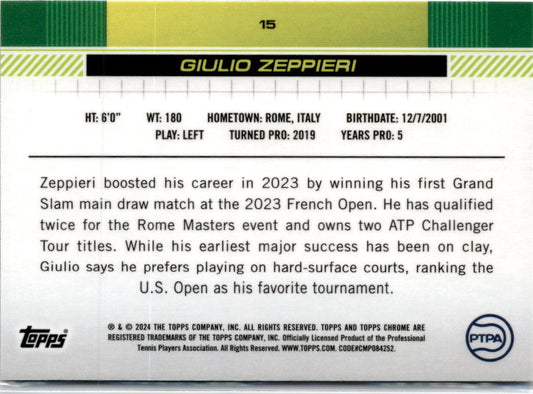 2024 Topps Chrome Tennis #15 Giulio Zeppieri