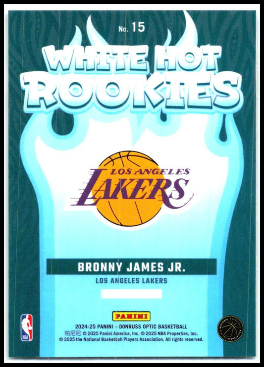 2024-25 Donruss Optic White Hot Rookies #15 Bronny James Jr. Los Angeles Lakers