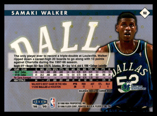 1998 Fleer Tradition #52 Samaki Walker