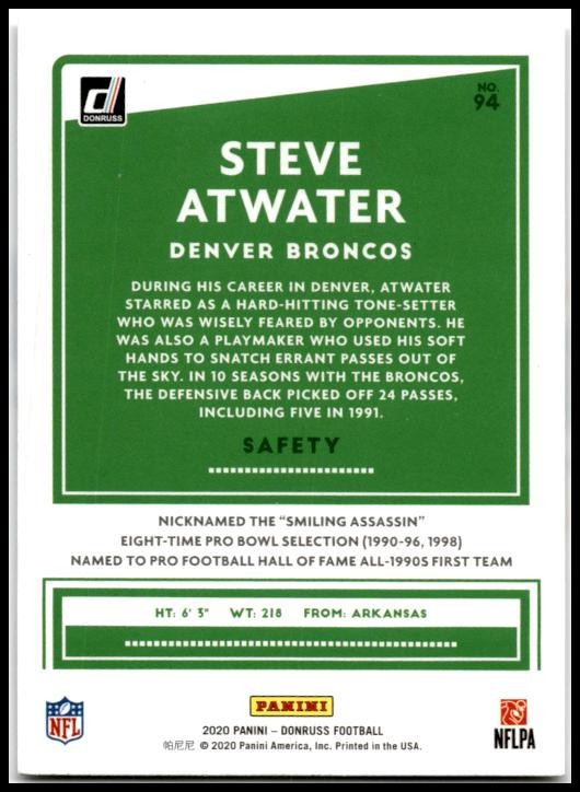 2020 Donruss #94 Steve Atwater Denver Broncos
