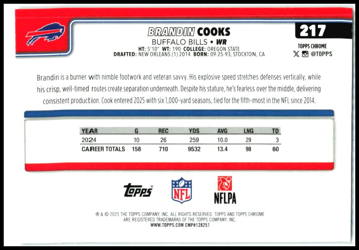 2025 Topps Chrome Tie Dye #217 Brandin Cooks