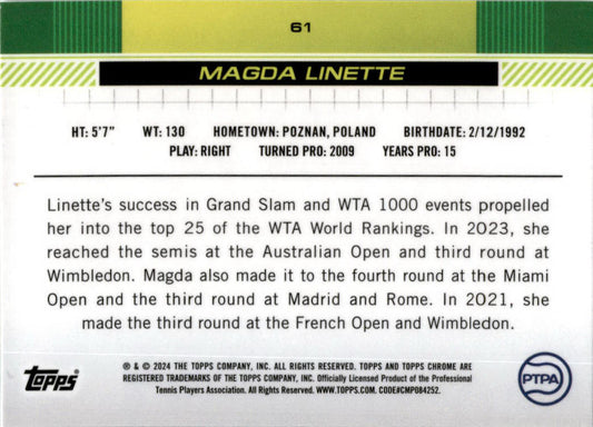 2024 Topps Chrome Tennis #61 Magda Linette