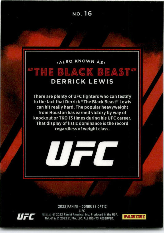 2022 Donruss Optic UFC Also Know As The Black Beast #16 Derrick Lewis
