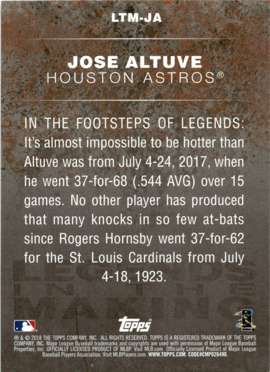 2018 Topps Legends in the Making #LTM-JA Jose Altuve Houston Astros