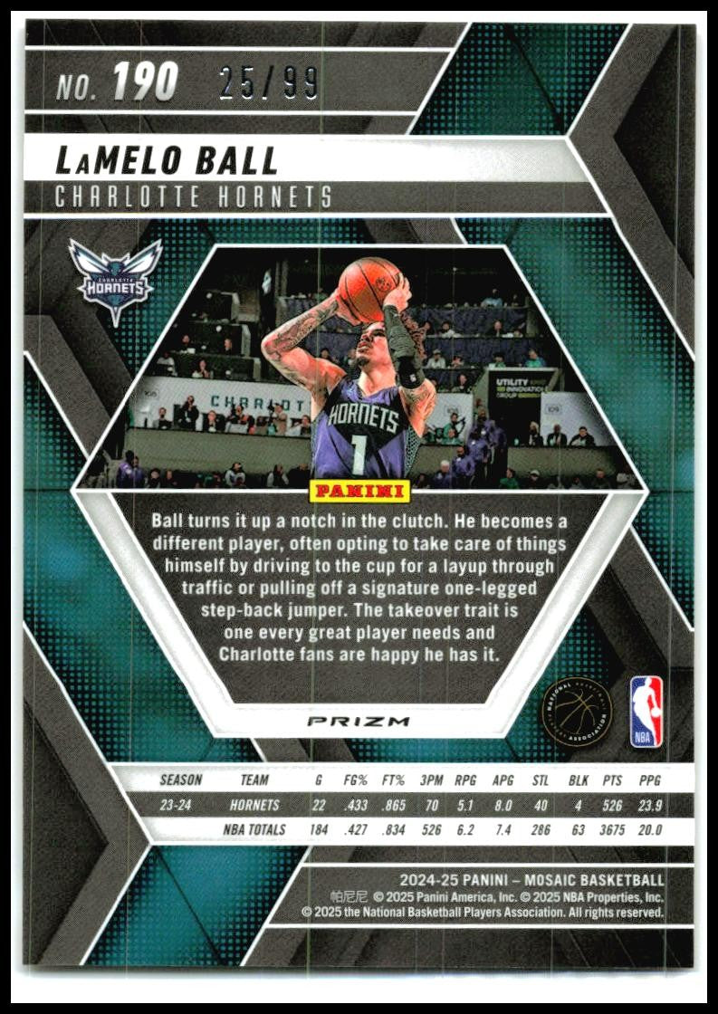 2024-25 Panini Mosaic Fast Break Red Mosaic #190 LaMelo Ball Hornets