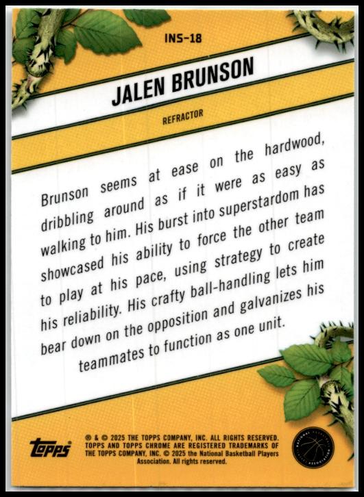 2024-25 Topps Chrome Instinct Refractor #INS-18 Jalen Brunson New York Knicks