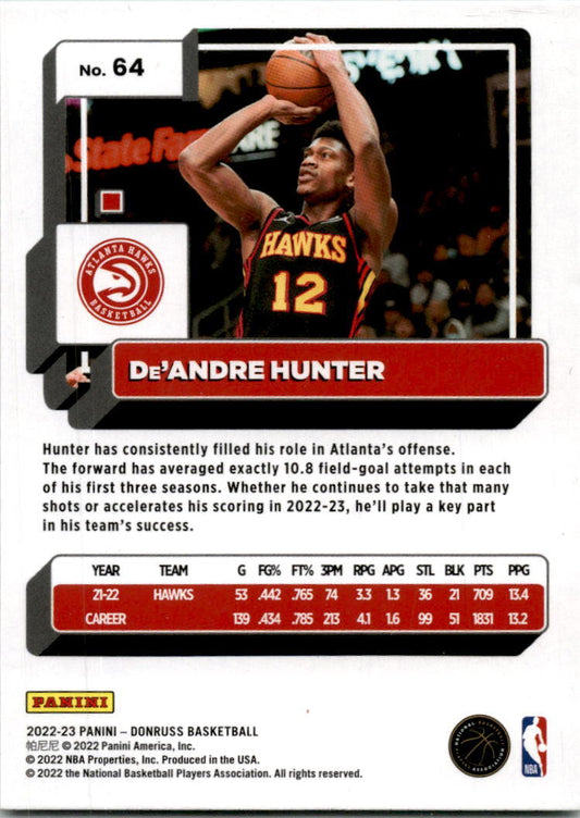 2022 Donruss Green Laser #64 De'Andre Hunter